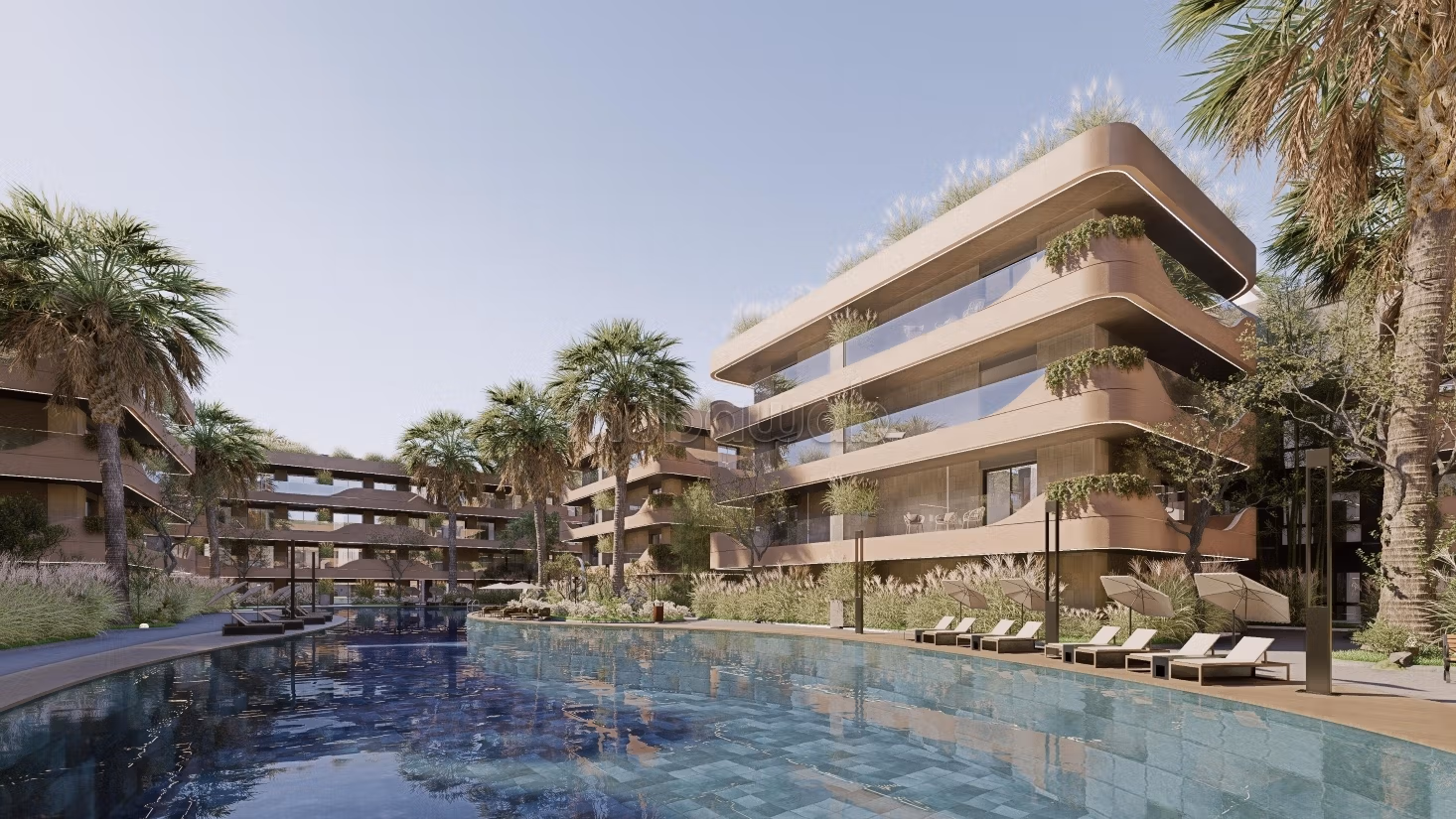 Perspective du programme résidentiel du boulevard Mohammed VI, avec jardins et piscine